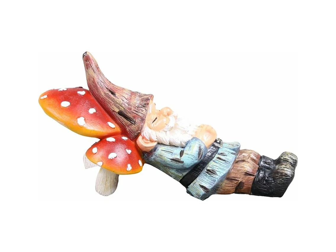 Mini nain de jardin en résine Allongé champignon