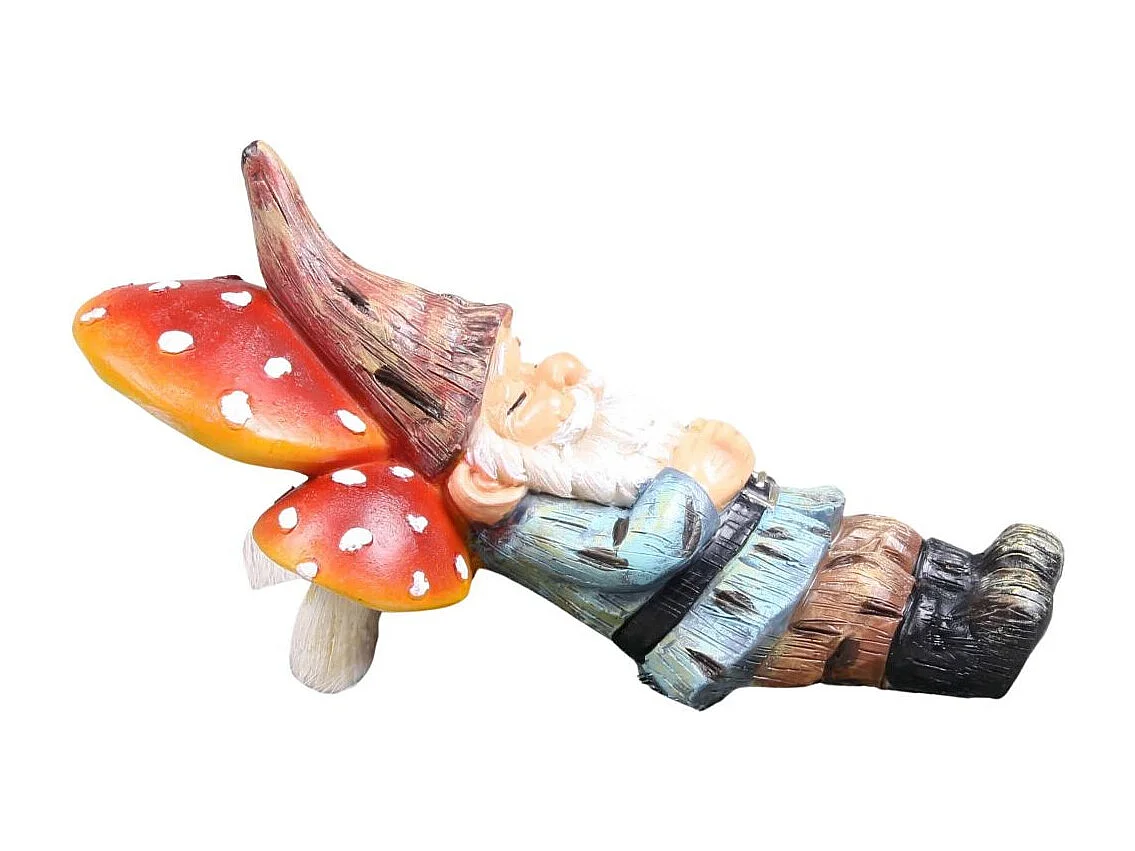 Mini nain de jardin en résine Allongé champignon
