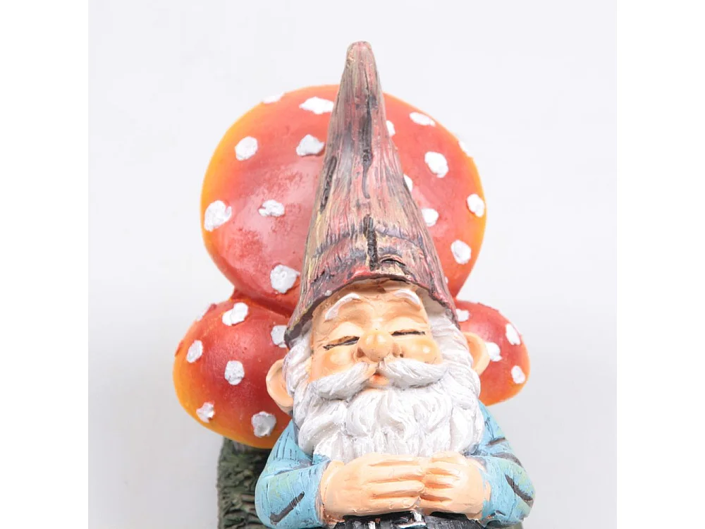 Mini nain de jardin en résine Allongé champignon