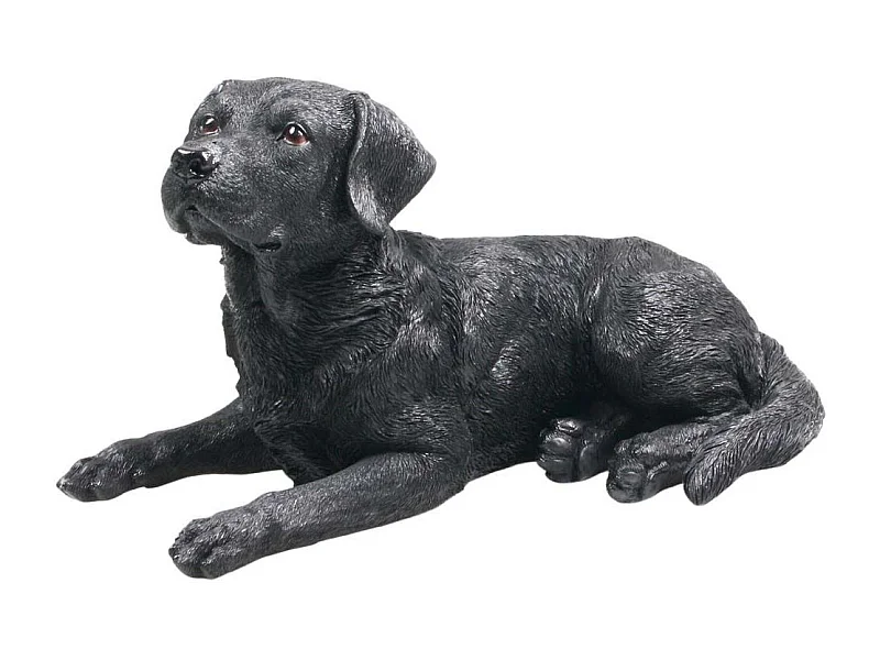 Chien labrador noir en résine Couché
