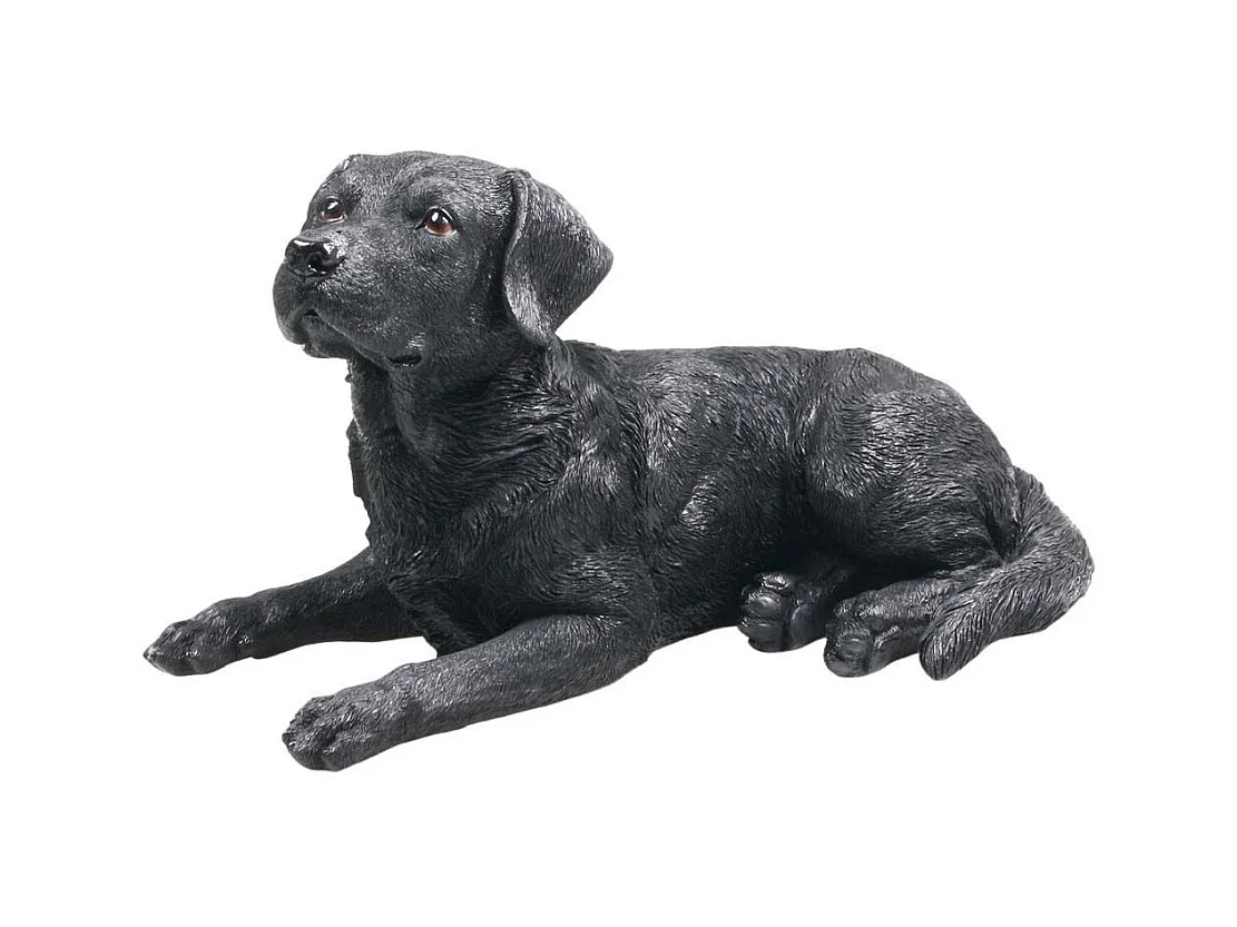 Chien labrador noir en résine Couché
