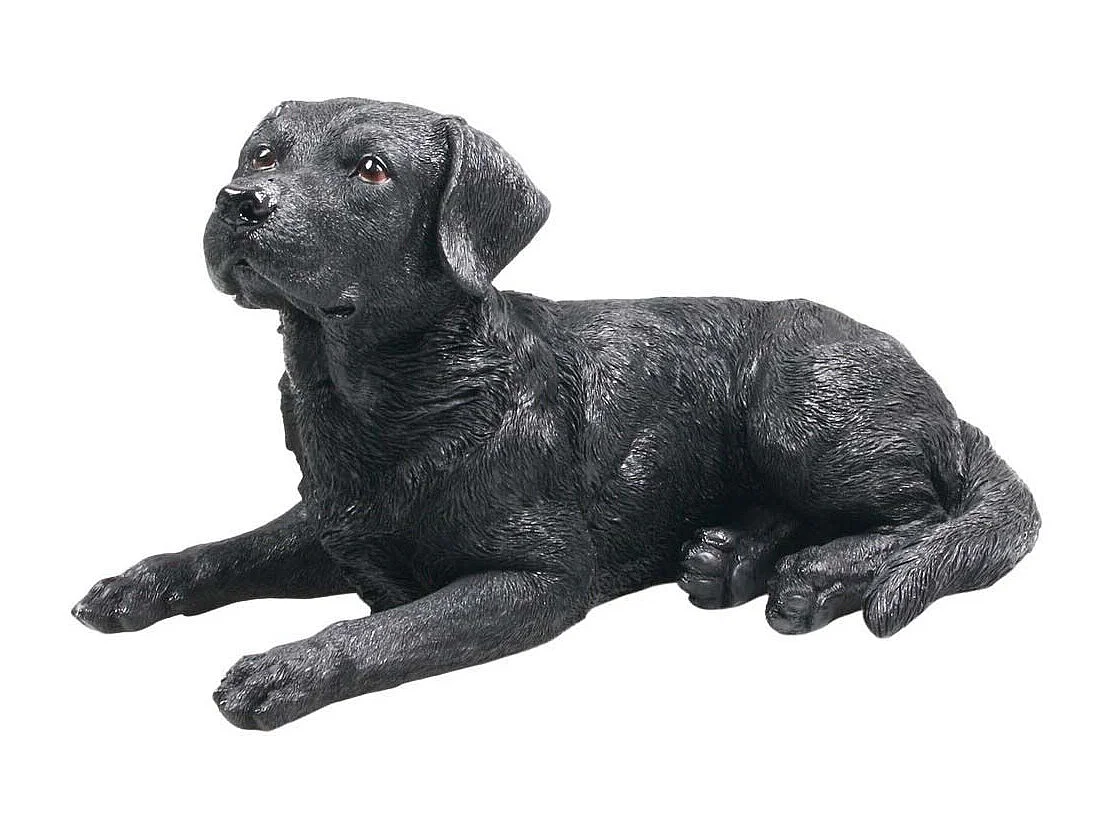 Chien labrador noir en résine Couché