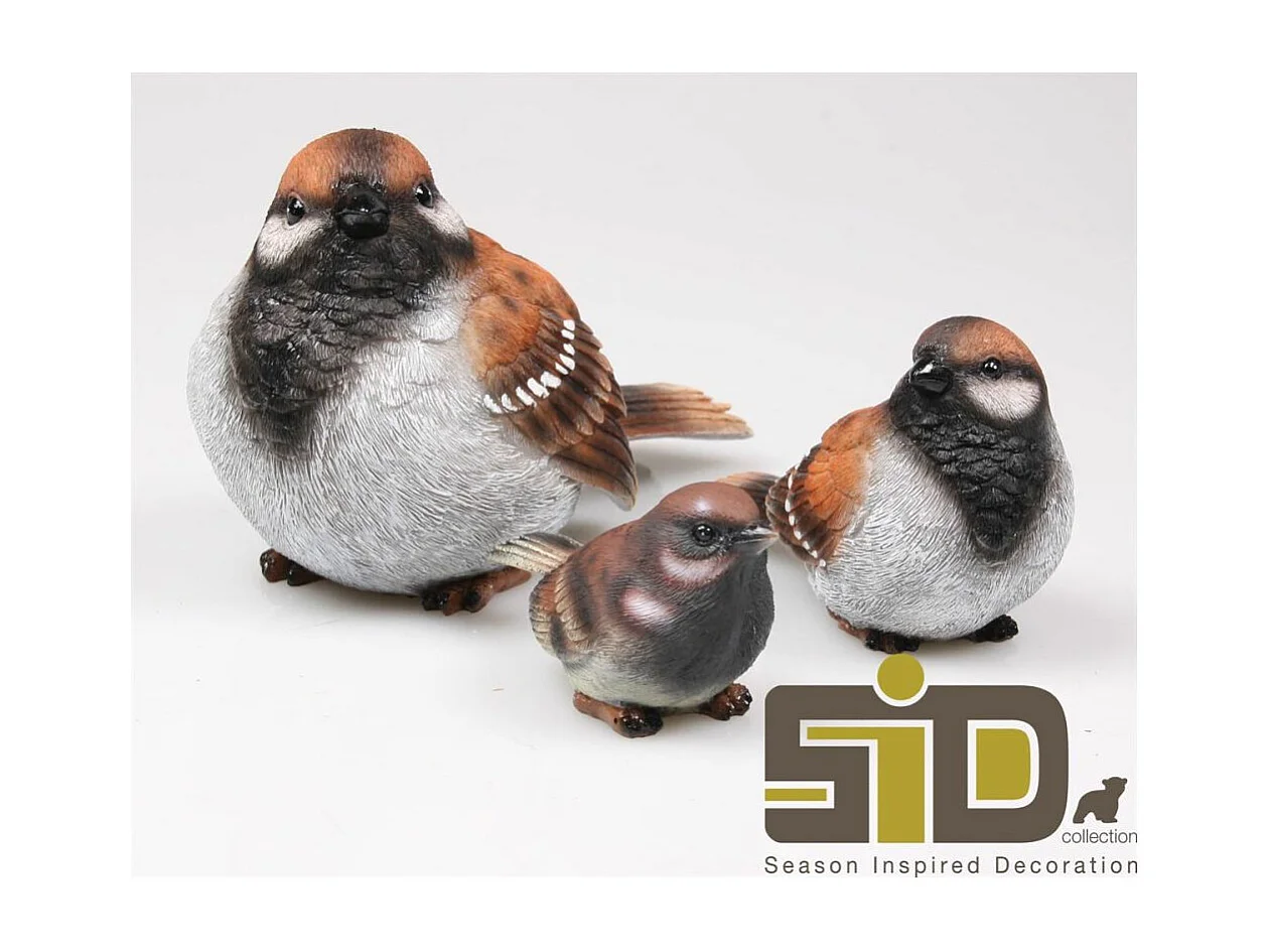 Moineau debout en résine (Lot de 2)