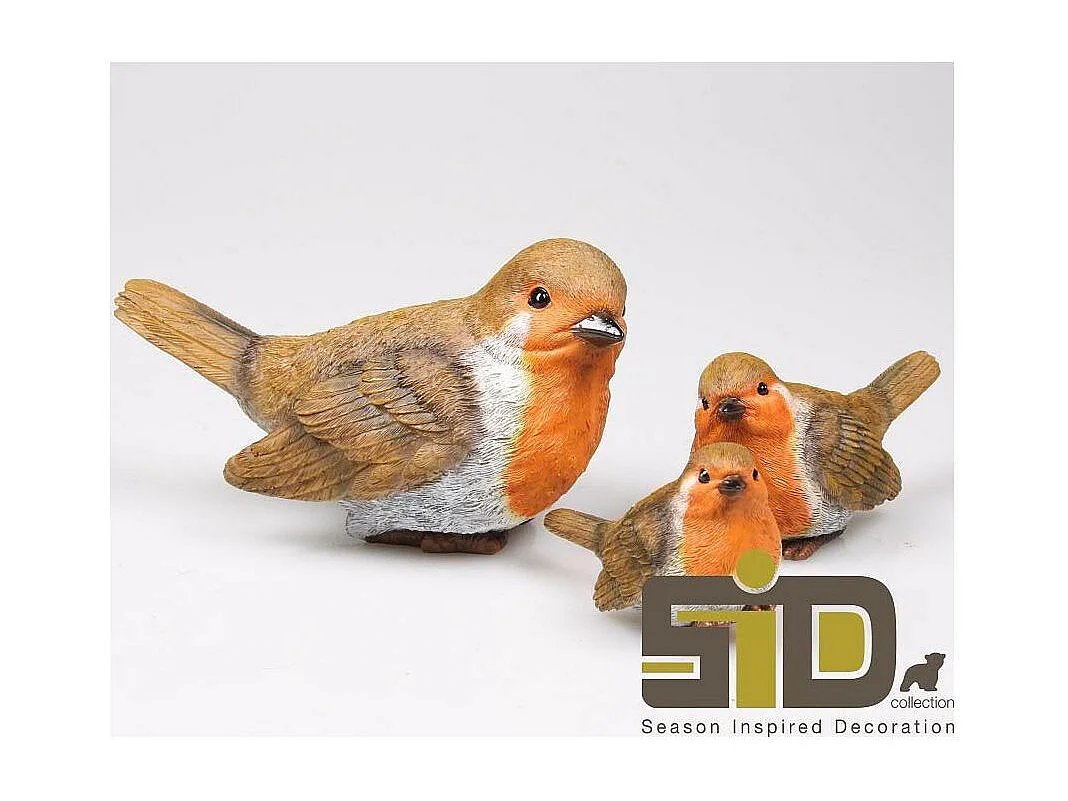 Oiseau rouge-gorge en résine (Lot de 2)