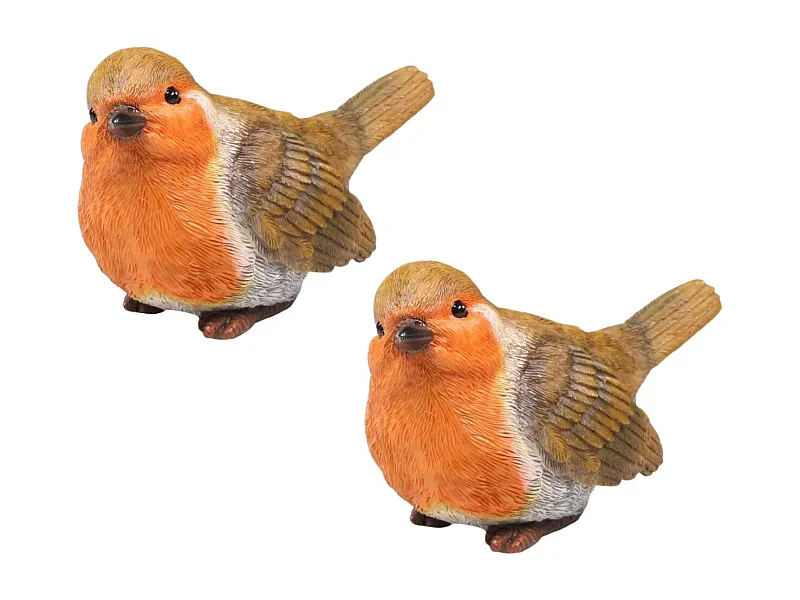Oiseau rouge-gorge en résine (Lot de 2)