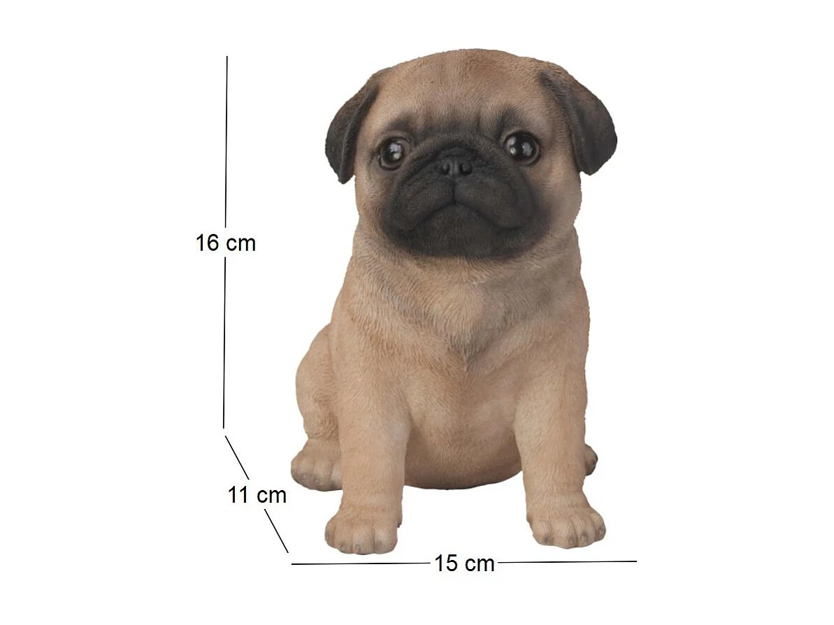 Chiot carlin en résine 16 cm