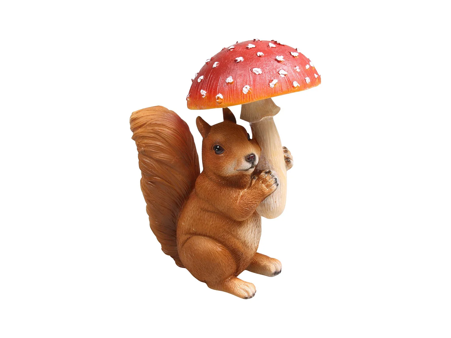 Ecureuil en résine avec champignon 15 x 11 x 21 cm
