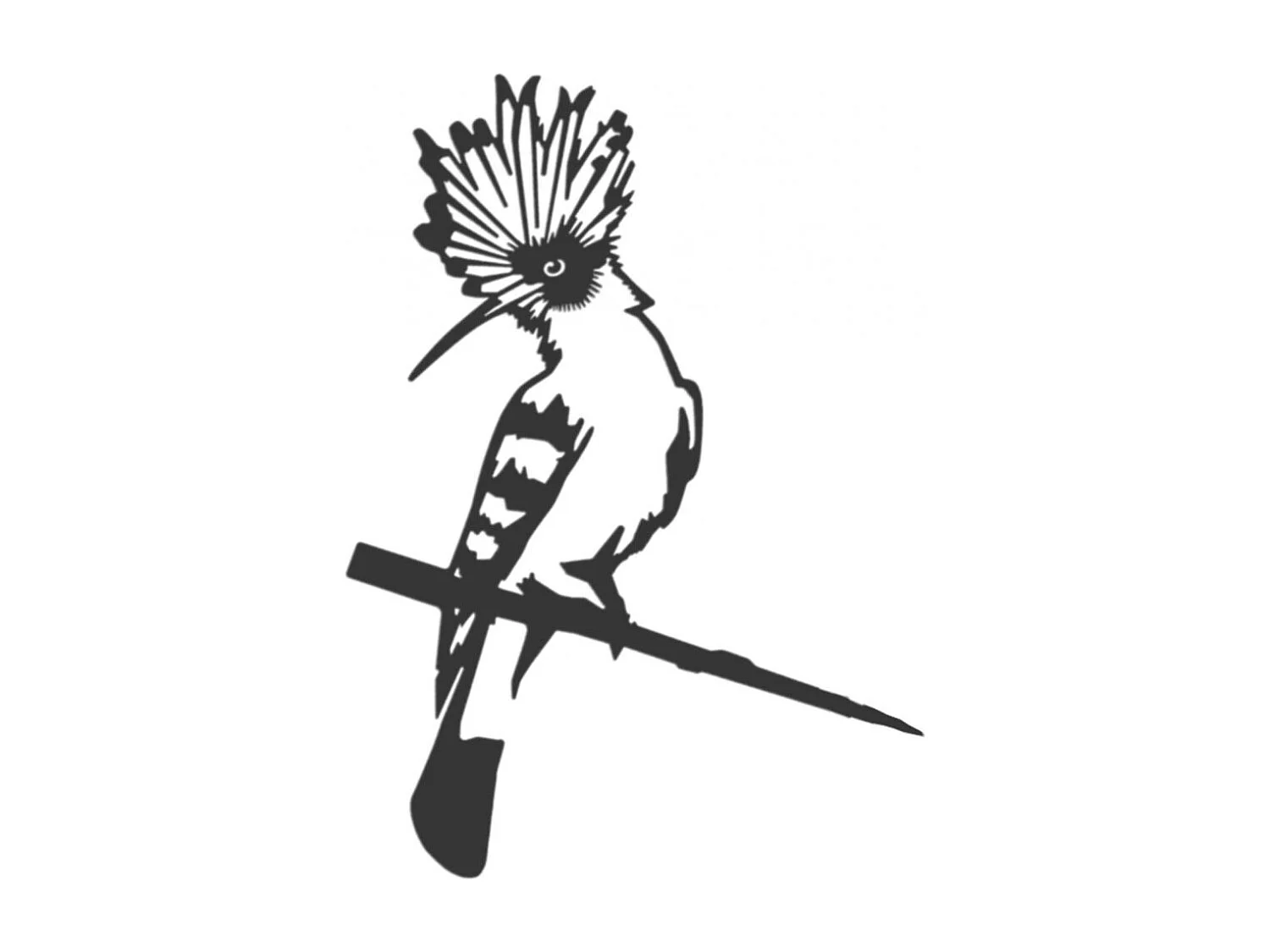 Pájaro abubilla euroasiático en espiga de acero corten