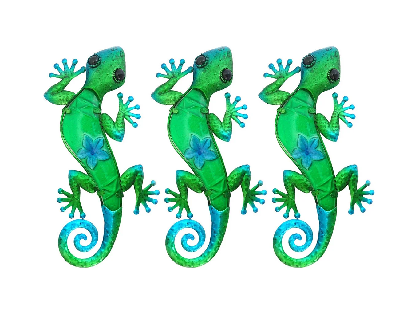 Lucertola in metallo colorato (set di 3) 37 x 18,5 x 1,5 cm verde