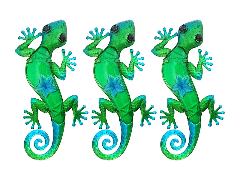 Lucertola in metallo colorato (set di 3) 37 x 18,5 x 1,5 cm verde