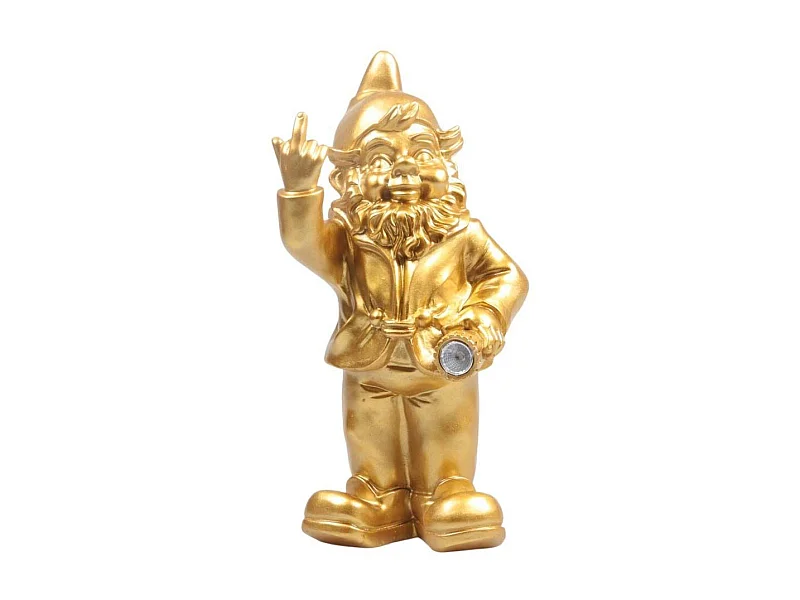 Nain de jardin en résine F*ck avec éclairage solaire 16 x 12 x 31 cm