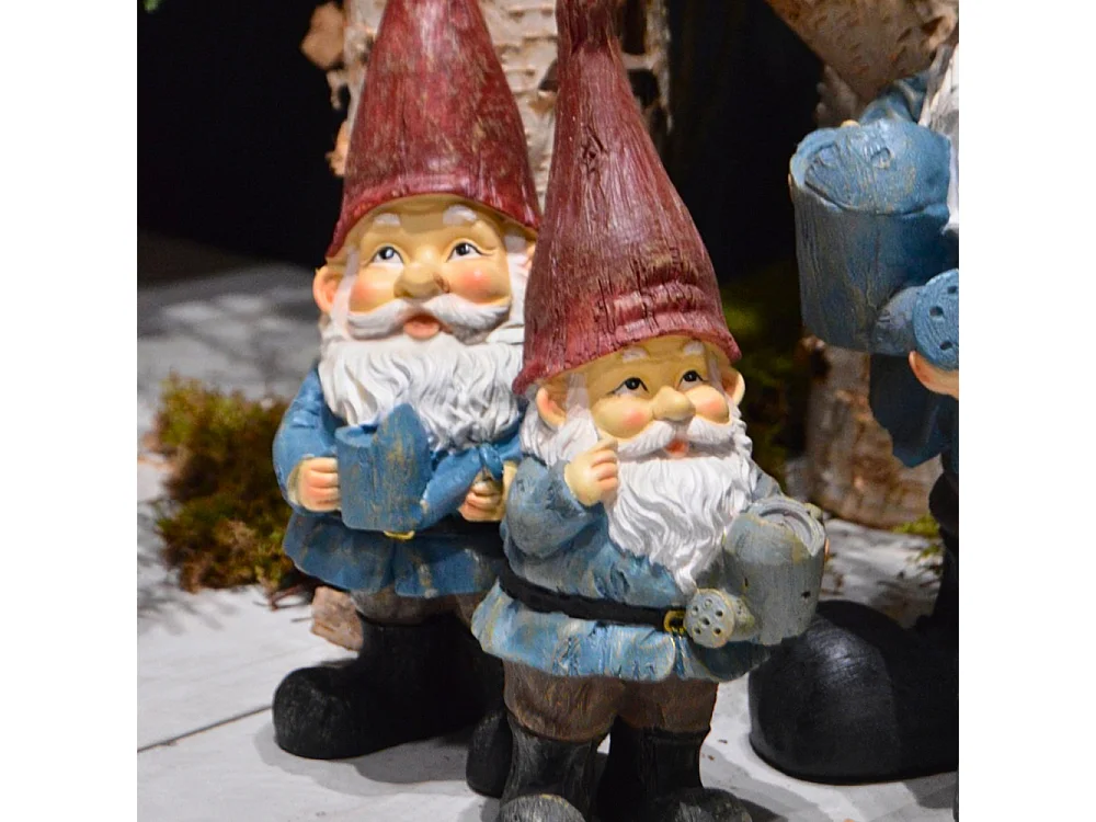 Lot nains de jardin assortis en résine 25 cm