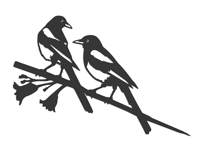 Oiseau sur pique pie eurasienne en acier corten