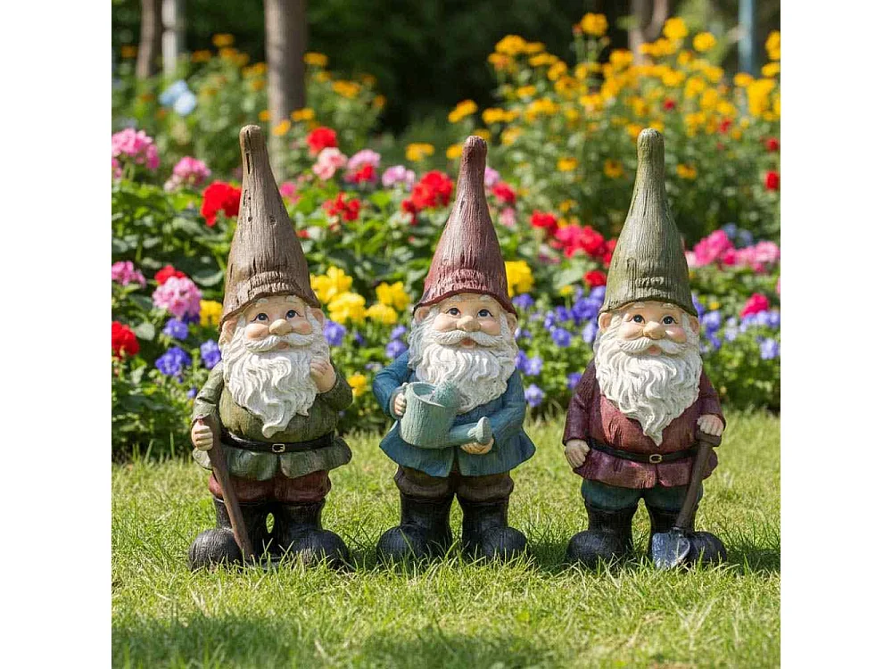Nain de jardin assortis en résine (Lot de 3) 45 cm