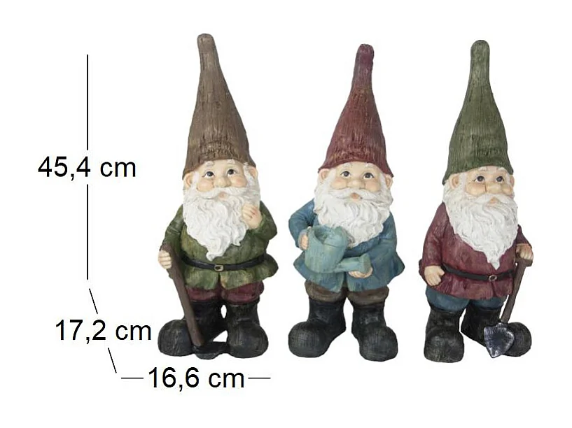 Nain de jardin assortis en résine (Lot de 3) 45 cm