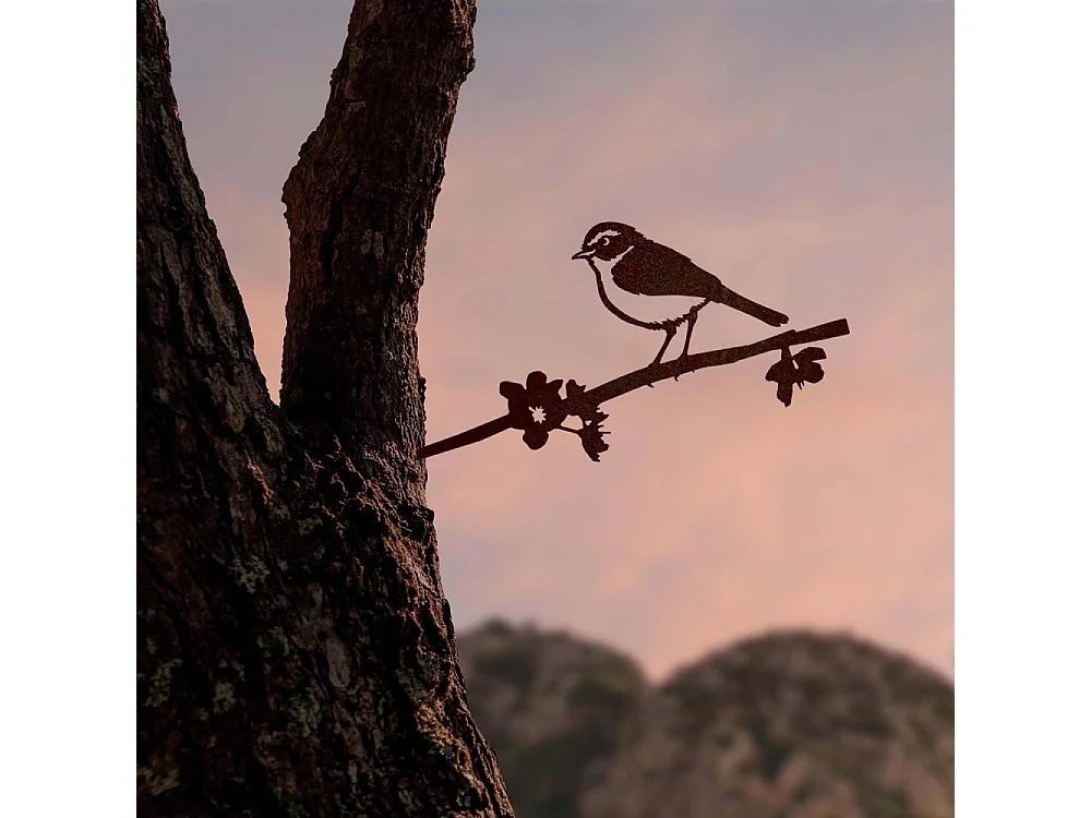 Oiseau sur pique pouillot des canaris en acier corten