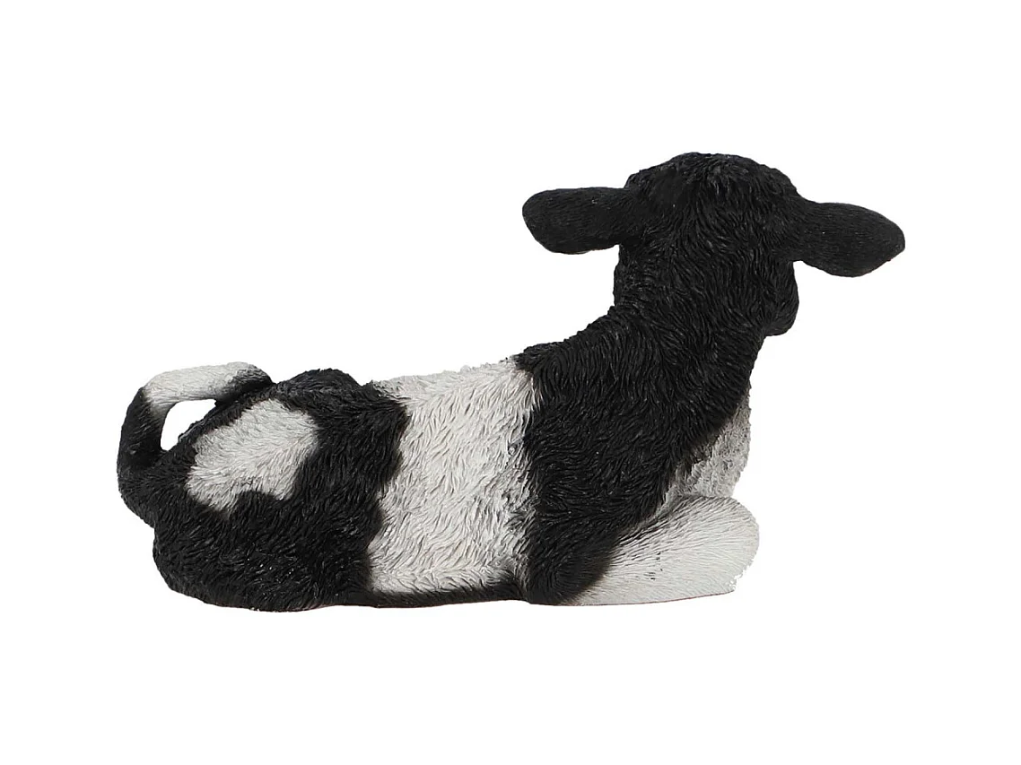 Veau noir et blanc couché en résine Petit modèle