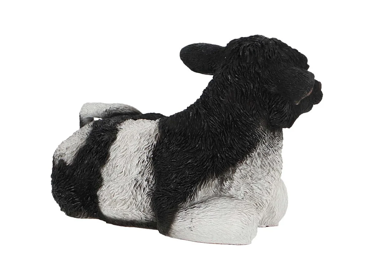 Veau noir et blanc couché en résine Petit modèle