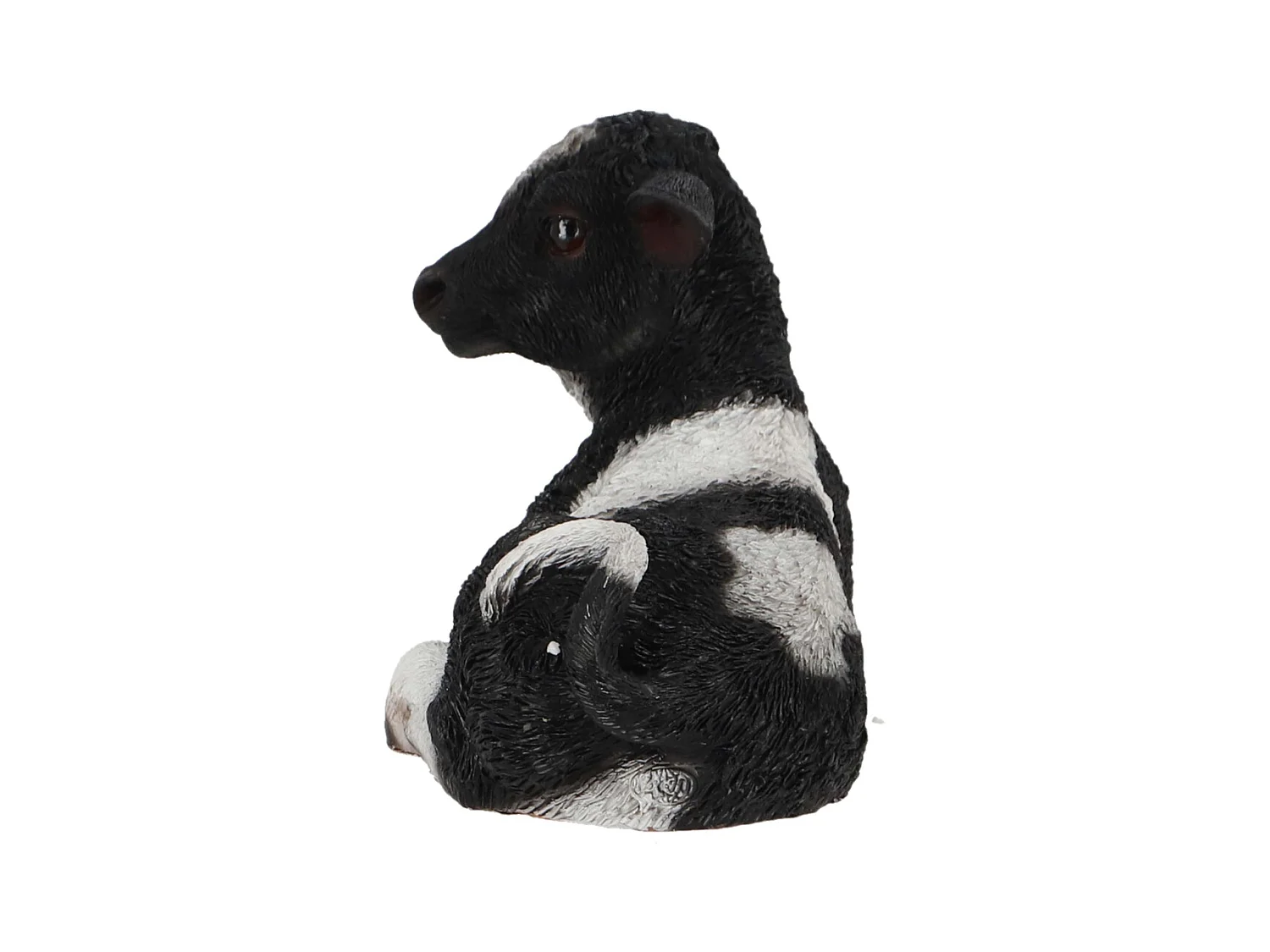 Veau noir et blanc couché en résine Petit modèle