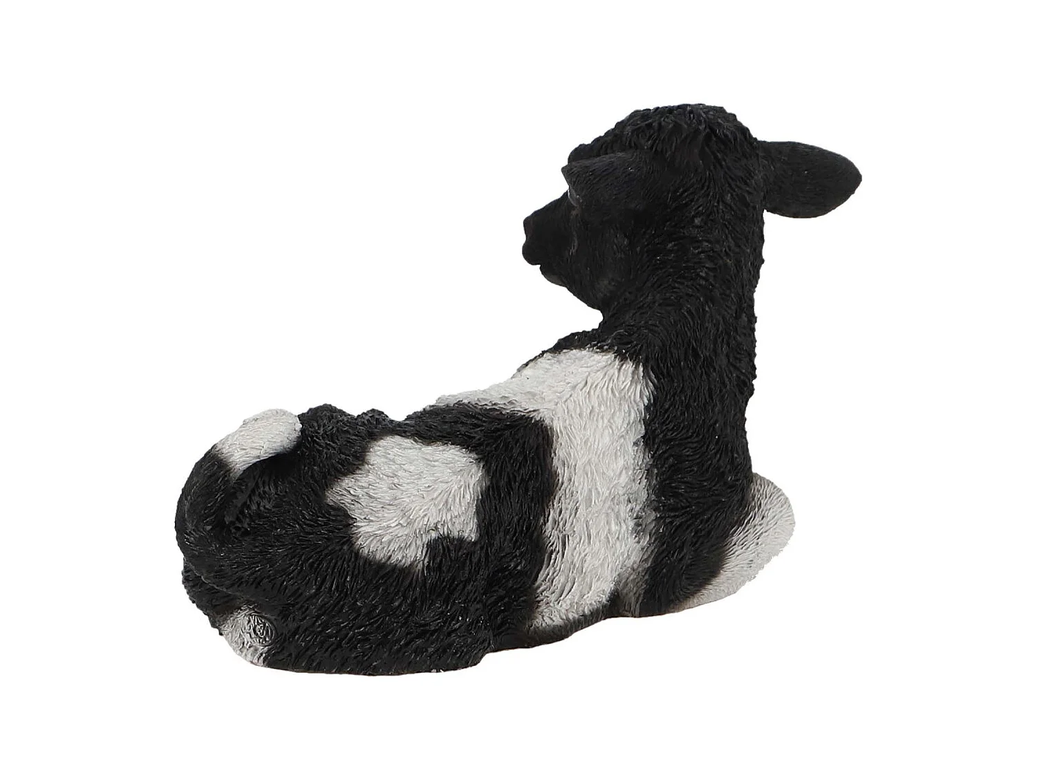 Veau noir et blanc couché en résine Petit modèle