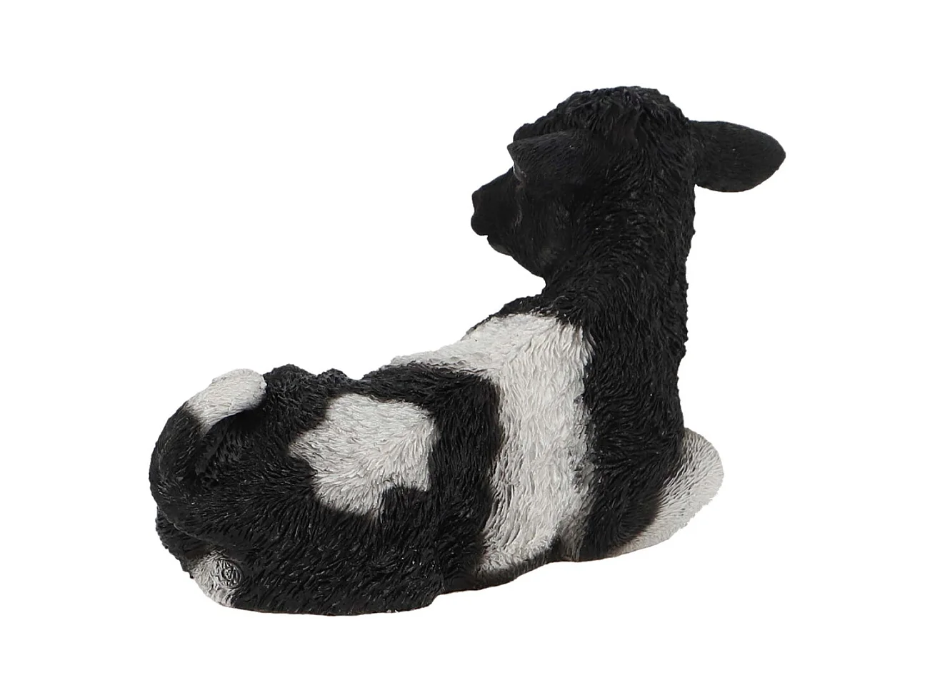 Veau noir et blanc couché en résine Petit modèle