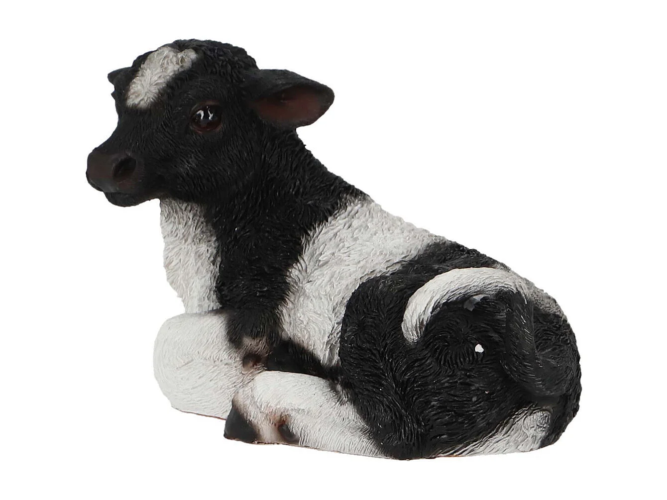 Veau noir et blanc couché en résine Petit modèle