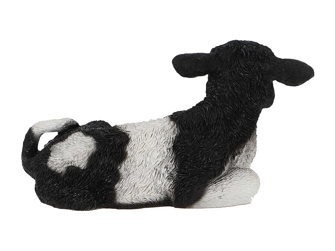 Veau noir et blanc couché en résine Petit modèle