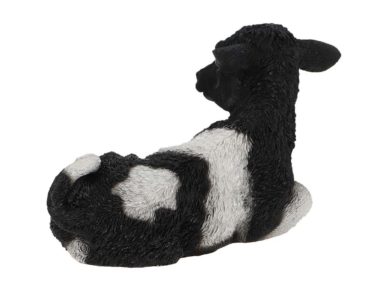 Veau noir et blanc couché en résine Petit modèle