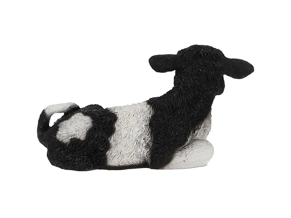 Veau noir et blanc couché en résine Petit modèle