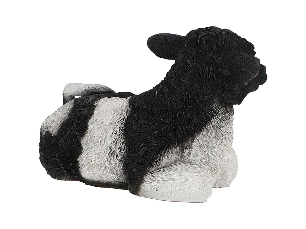 Veau noir et blanc couché en résine Petit modèle
