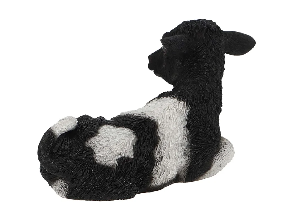 Veau noir et blanc couché en résine Petit modèle