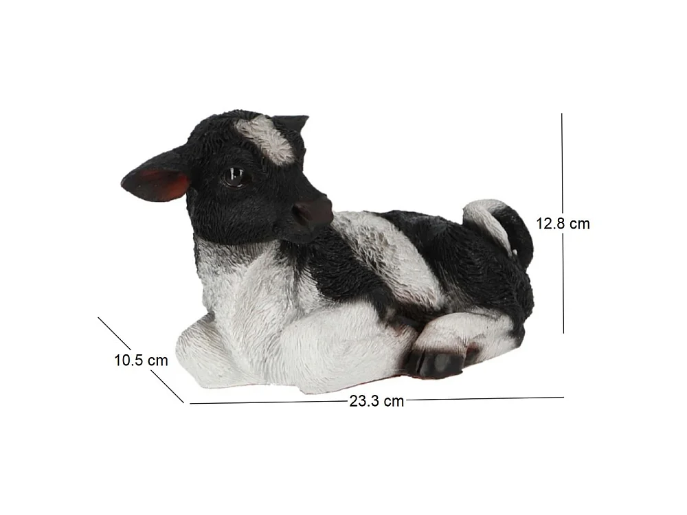Veau noir et blanc couché en résine Petit modèle