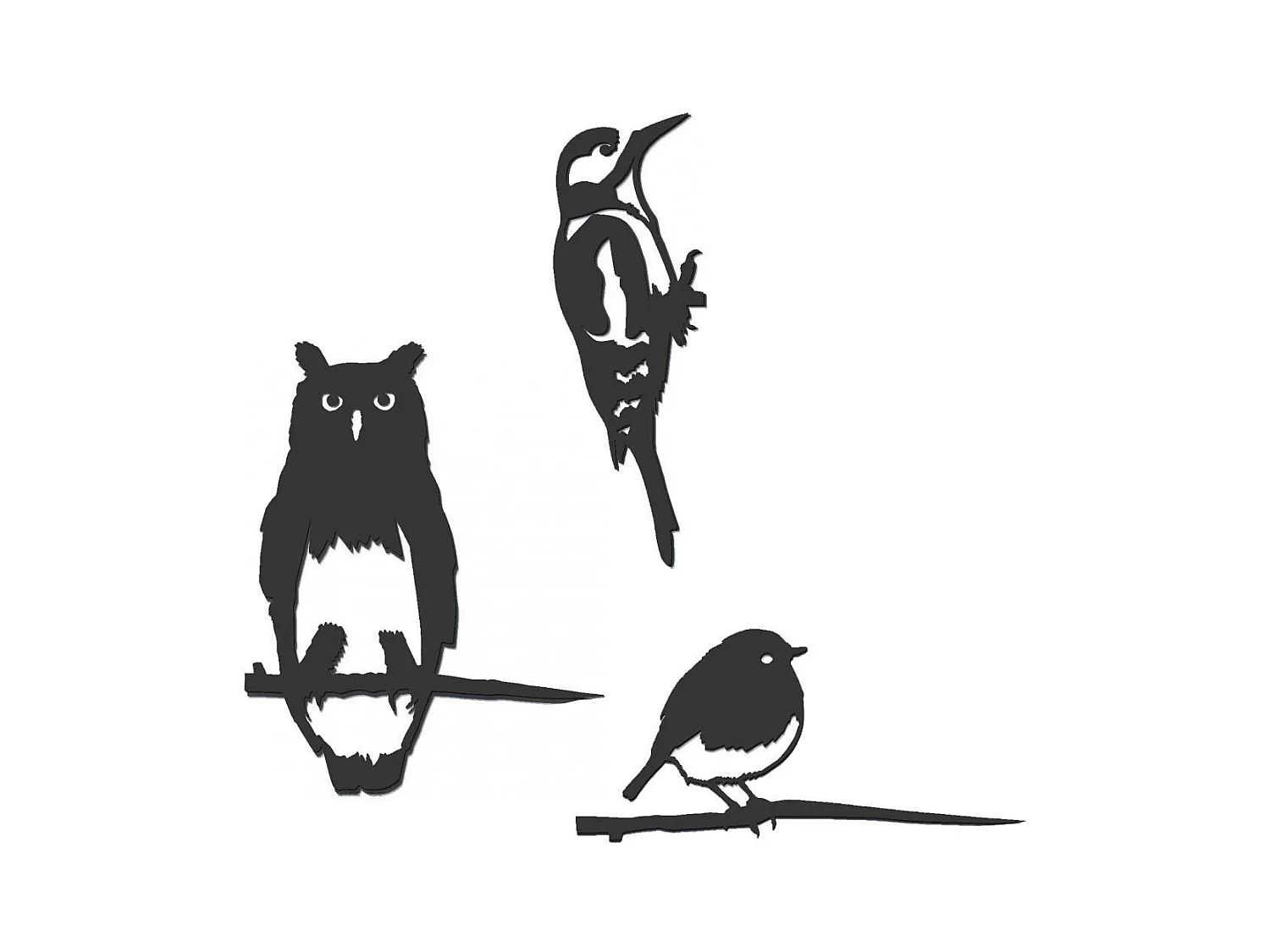Oiseaux à planter taille mini en acier corten (Lot de 3)