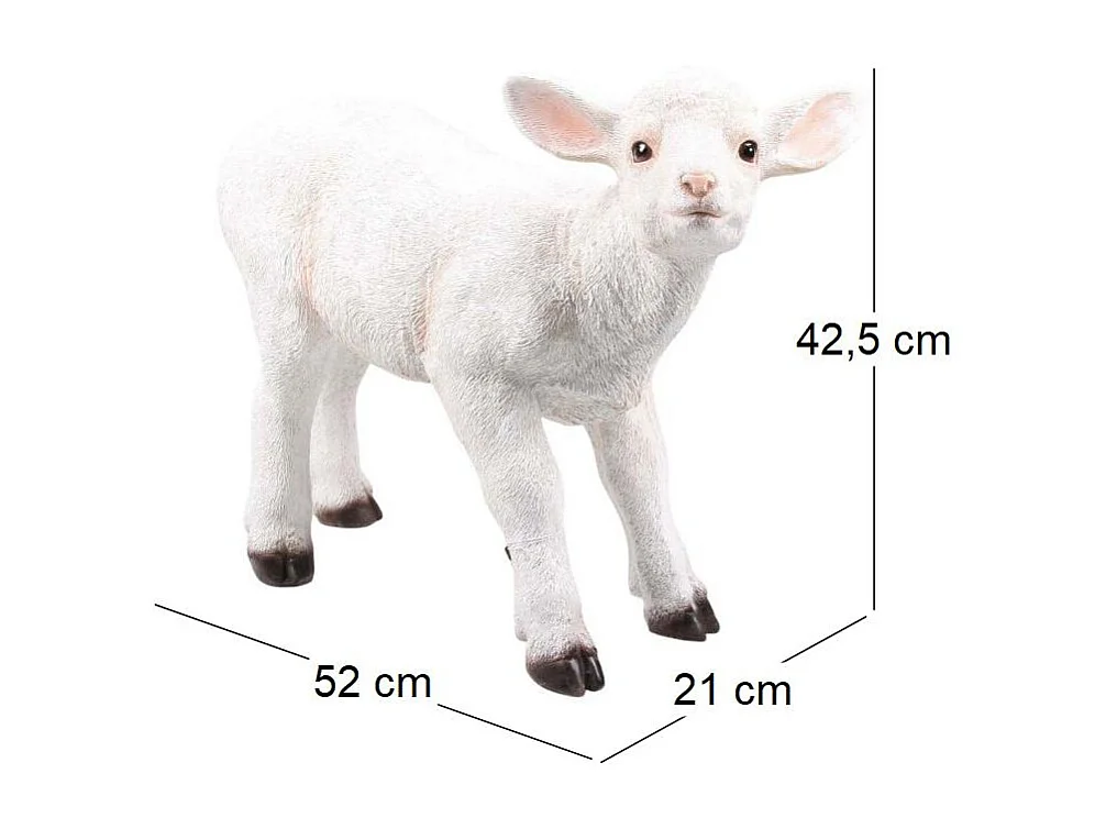 Agneau blanc en résine Debout - 52 x 21 x 42,5 cm
