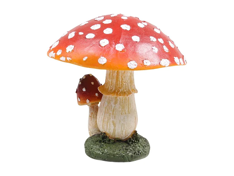 Champignon dans l'herbe en résine Duo - hauteur 15,5 cm