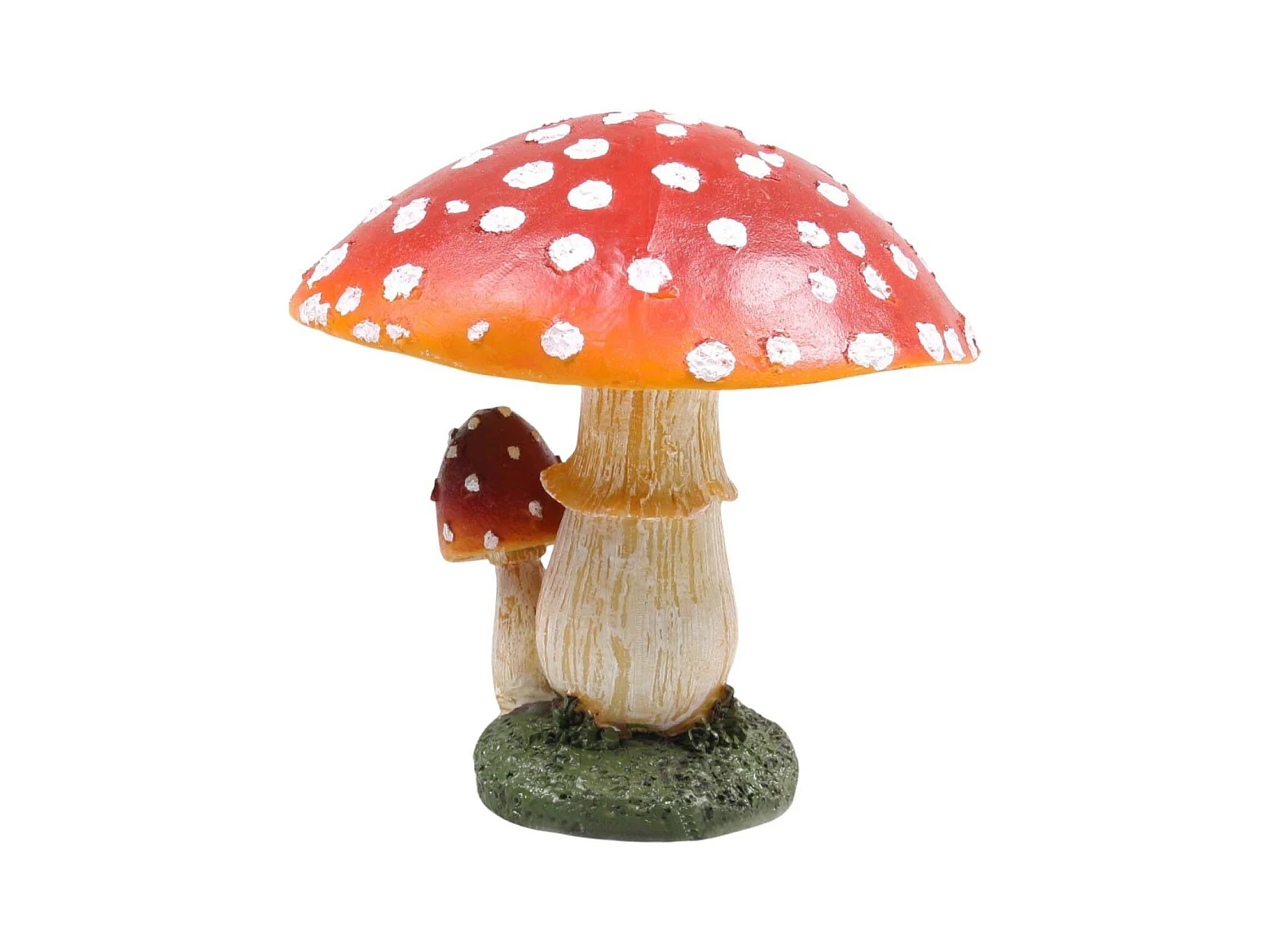 Champignon dans l'herbe en résine Duo - hauteur 15,5 cm