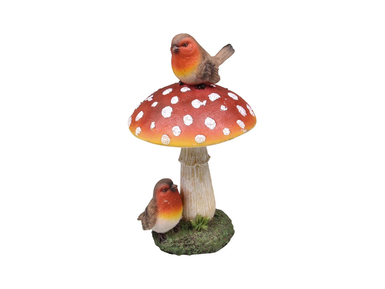 Champignon avec oiseaux en résine 8 x 16 cm
