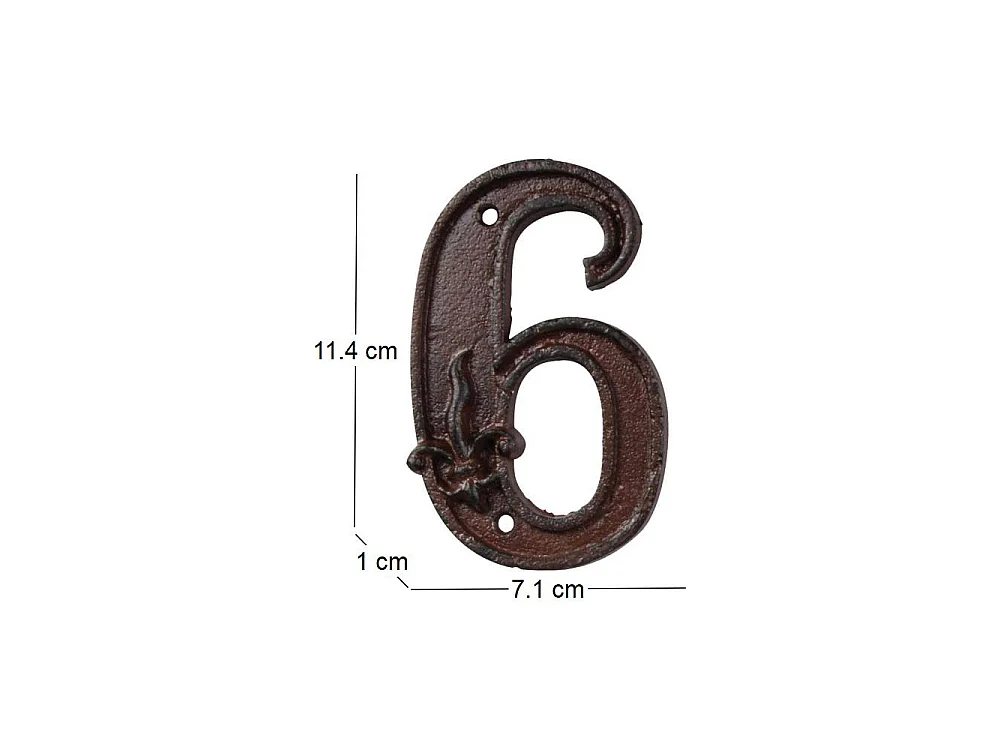 Numéro de maison en fonte Chiffre 6