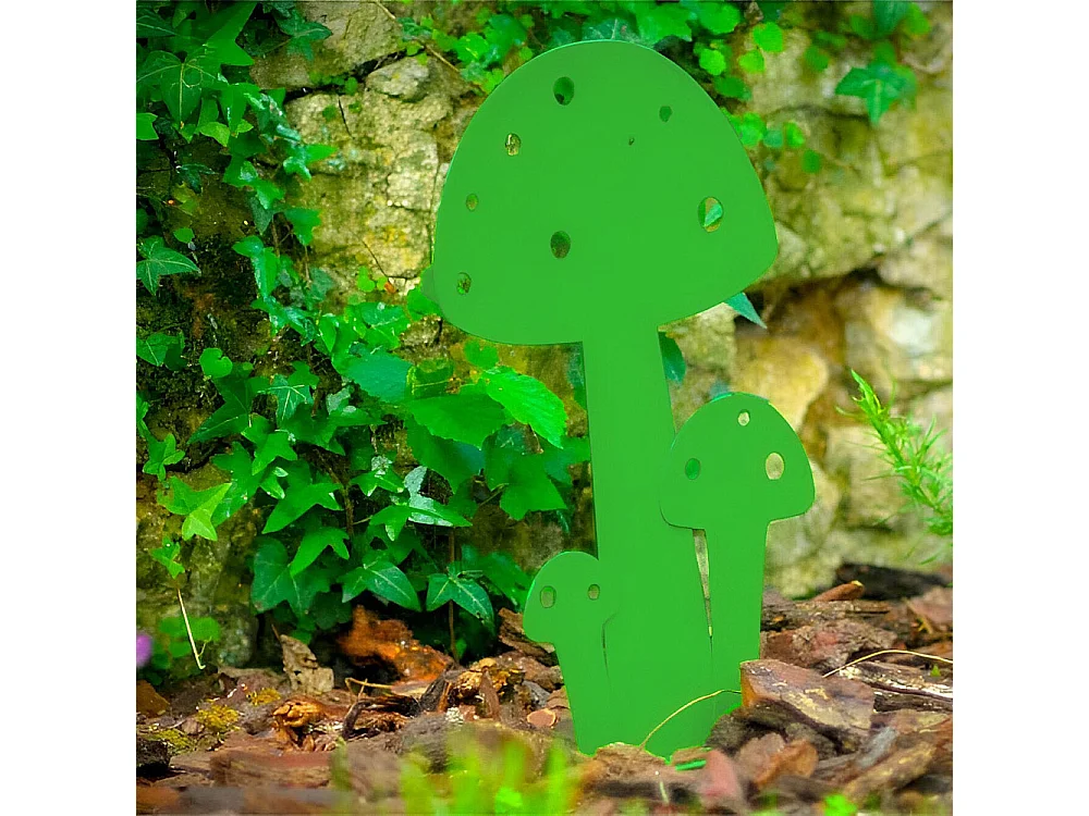 Champignon déco en métal vert 15 cm