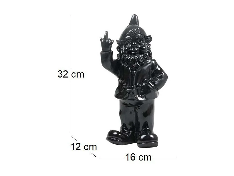 Gnomo da giardino in resina F*ck 16 x 12 x 32 cm