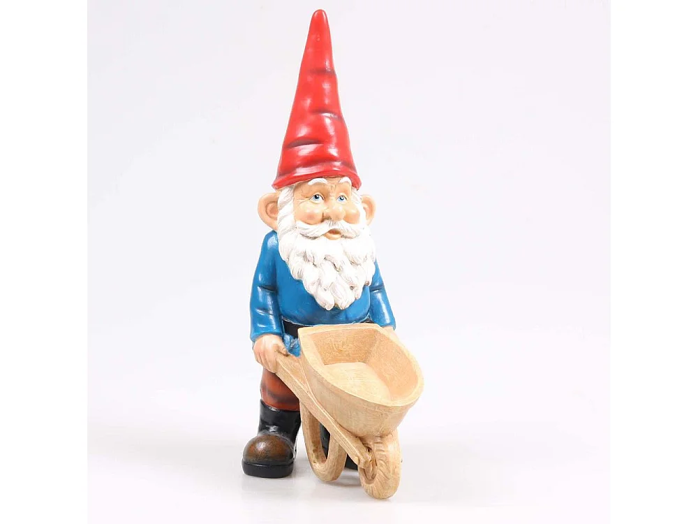 Gnome de jardin Brouette