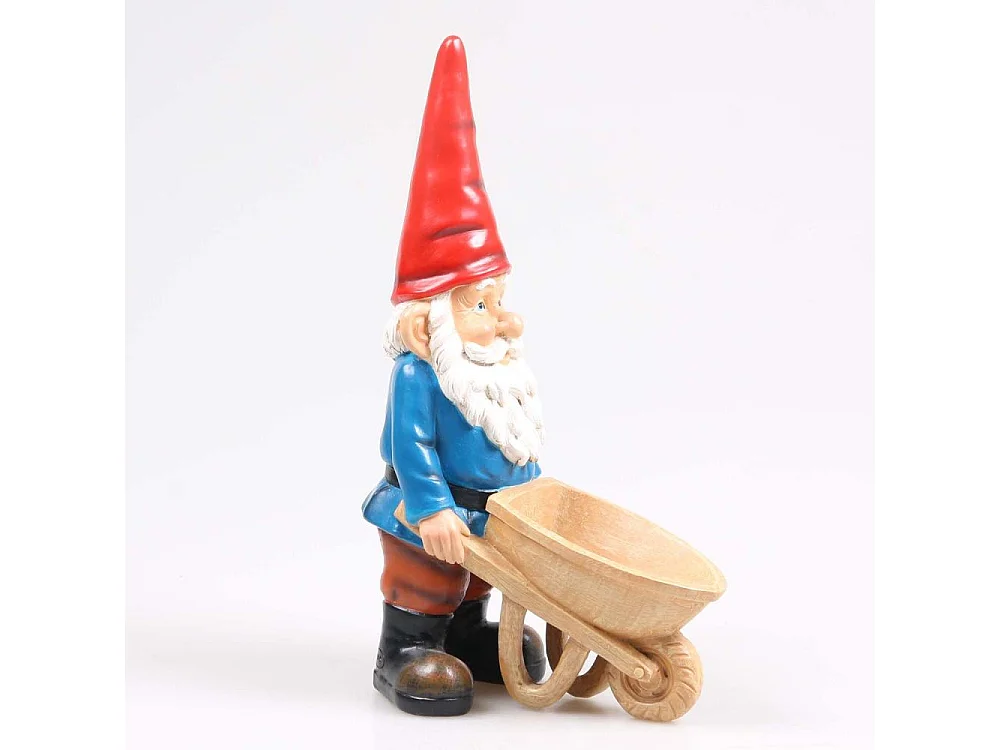 Gnome de jardin Brouette
