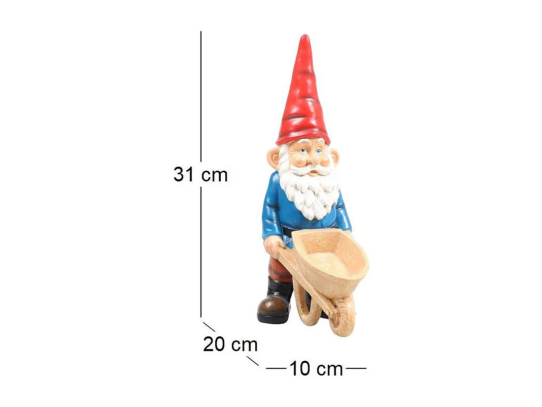 Gnome de jardin Brouette