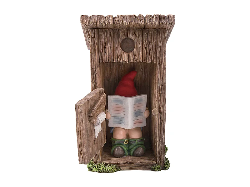 Nain de jardin dans cabanon en résine 20 cm