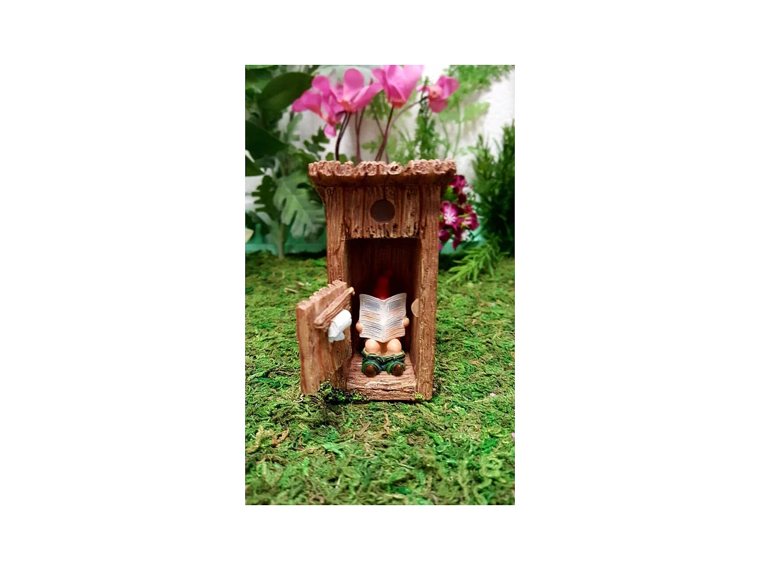 Nain de jardin dans cabanon en résine 20 cm