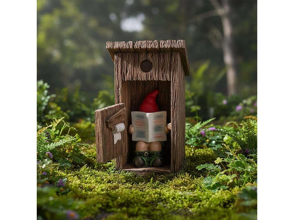 Nain de jardin dans cabanon en résine 20 cm