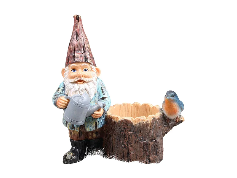 Mini nain de jardin en résine Arrosoir souche