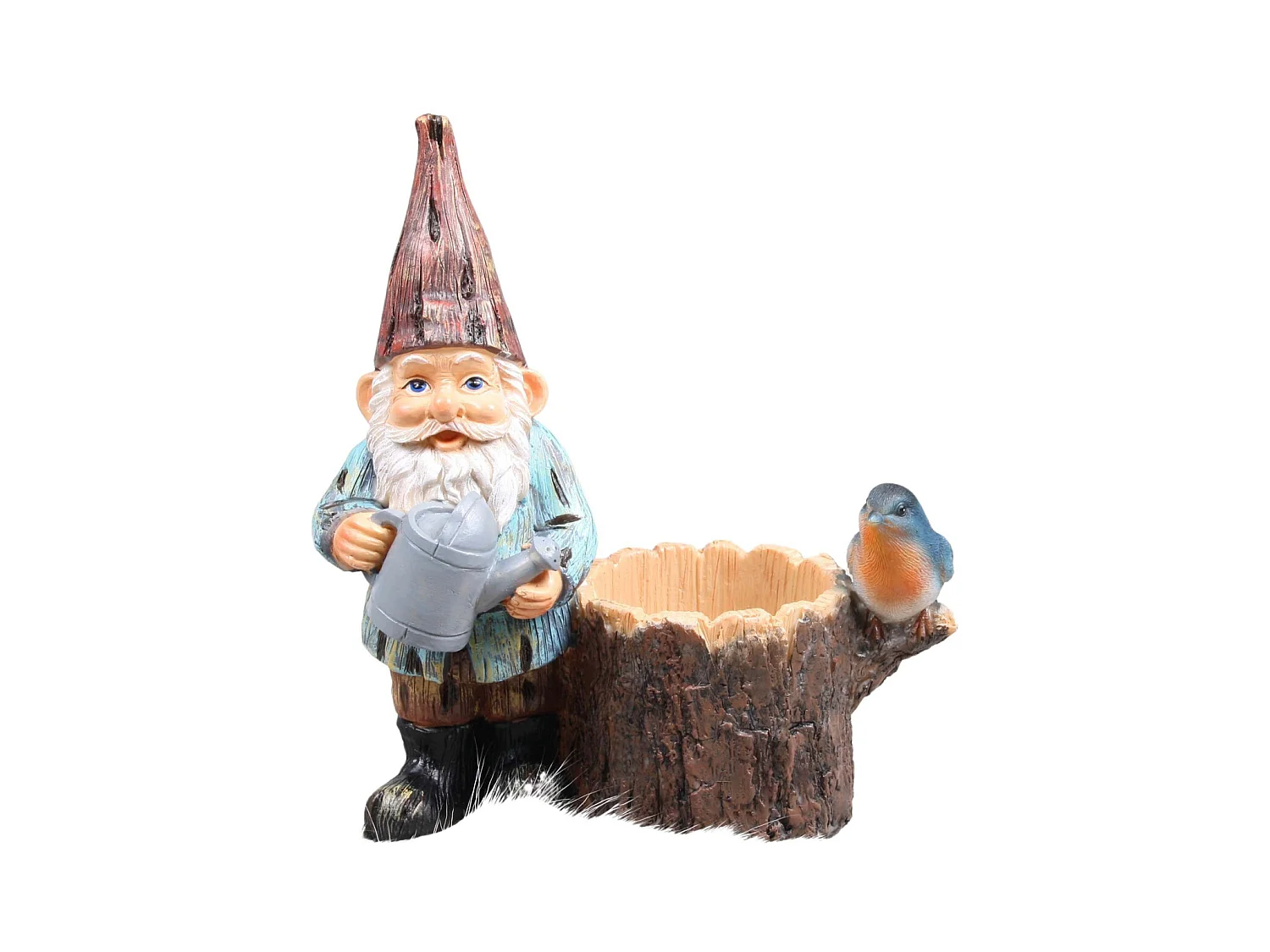 Mini nain de jardin en résine Arrosoir souche