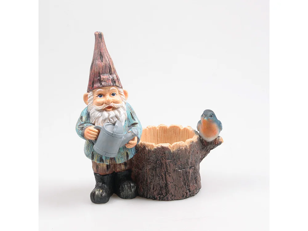 Mini nain de jardin en résine Arrosoir souche