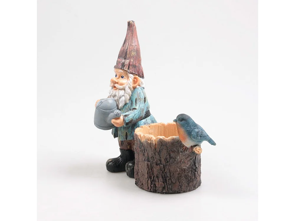 Mini gnomo de jardín de resina Tope de regadera